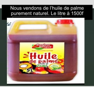 Bonjour, j'ai en stock l'huile de palme dont le litre est à 1500f et les 5 litres à 7000f